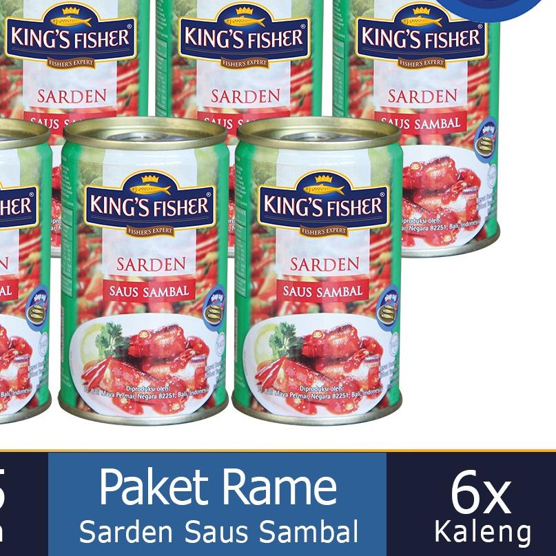 

❇ King's Fisher Paket 6 pcs Sarden mini saus sambal Makanan Kaleng 155 gr ✤