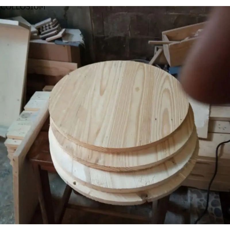 PAPAN BULAT DIAMETER 25CM KAYU JATI BELANDA