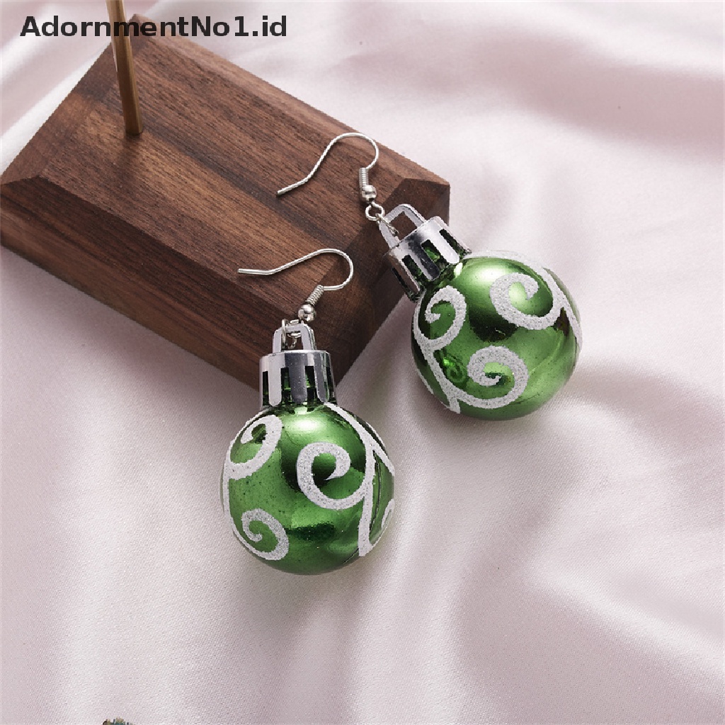 [AdornmentNo1] Vintage Fashion Warna Hijau Merah Bintang Bola Anting Natal Wanita Resin Earring Perhiasan Hadiah [ID]