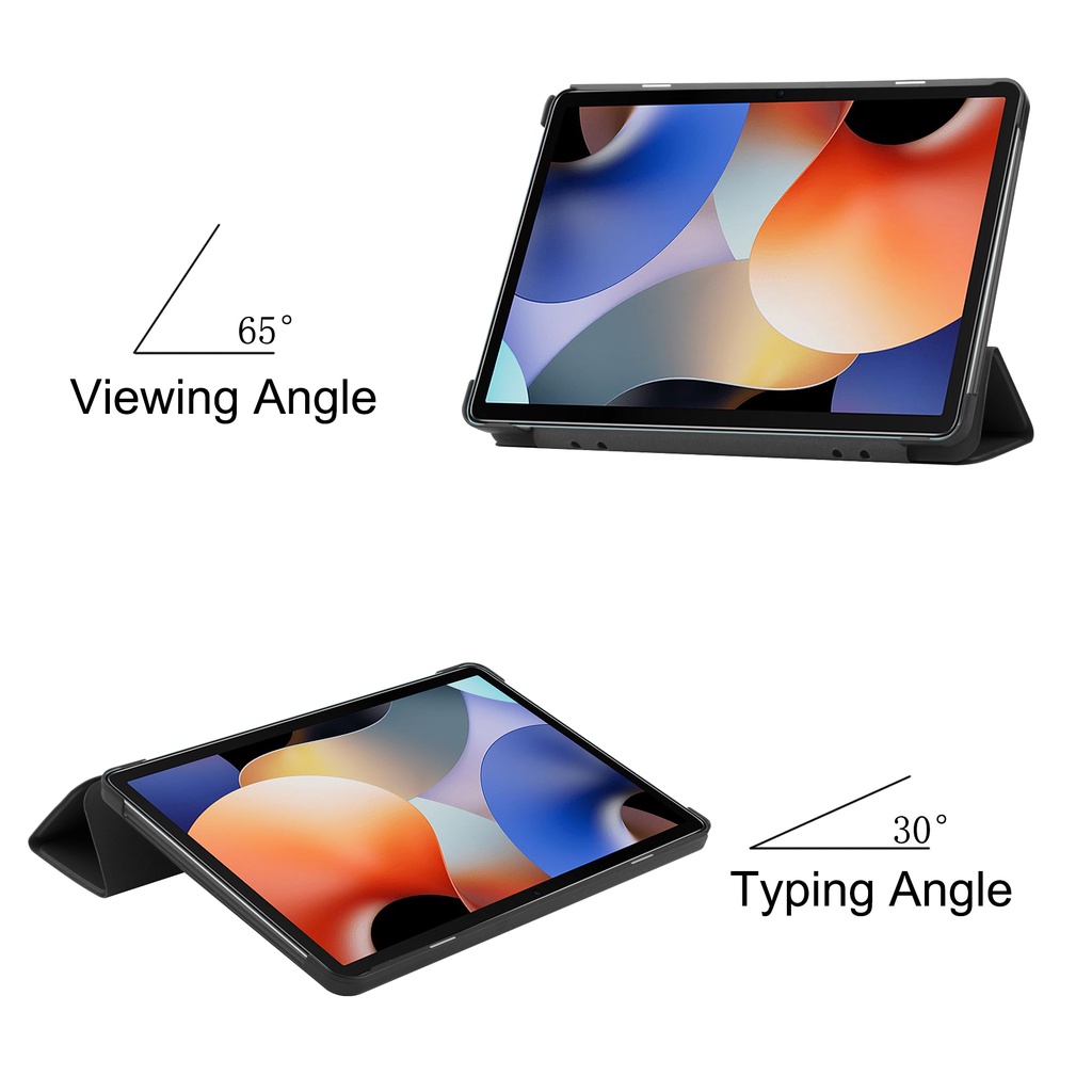 Untuk Blackview Oscal Pad10 (2022) 10.1 Inci Kualitas Tinggi Tablet Perlindungan Case Fashion Tri-fold Custer Stand Casing Flip Holder Warna Solid Penutup Kulit