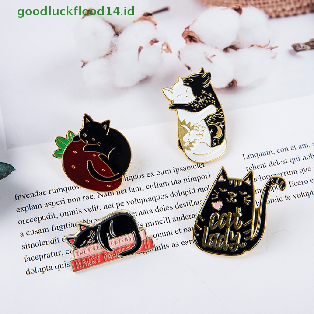 [GOOGFOUR] 4 Pcs Kucing Yang Indah Enamel Pin Kitten Lencana Bros Tas Pakaian Kerah Perhiasan Hadiah [TOP]