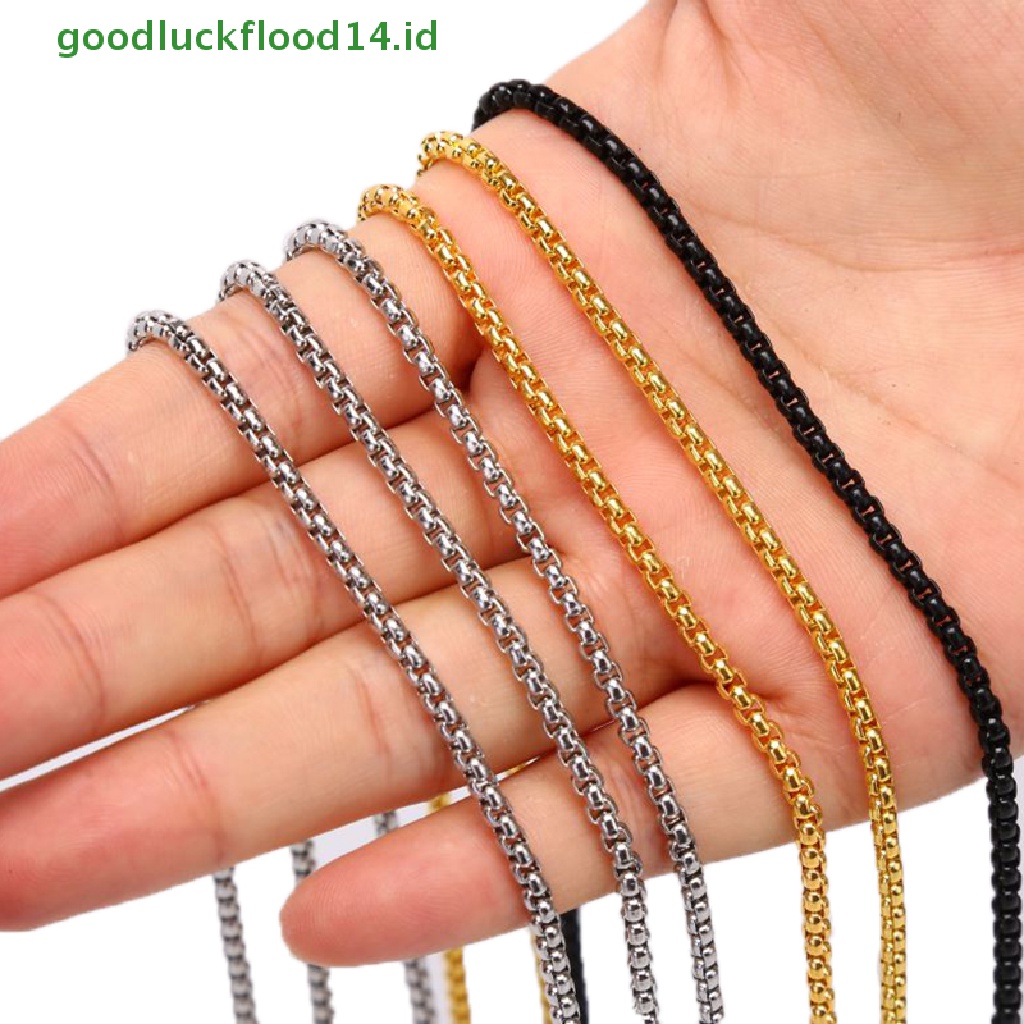 [GOOGFOUR] Fashion 3MM Stainless Steel Keel Rantai Kalung Pria Wanita Kalung Perhiasan Hadiah [TOP]