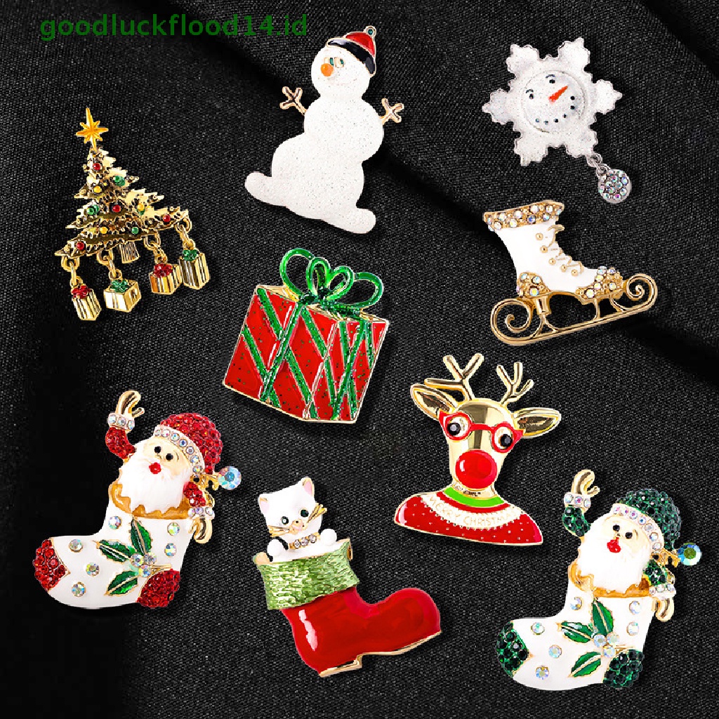 [GOOGFOUR] Berlian Imitasi Natal Bros Festivel Pin Enamel Bros Perhiasan Wanita Dan Pria Unisex Aksesoris Hadiah Tahun Baru [TOP]