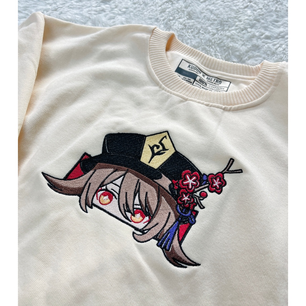 Sweater Crewneck Hutao Embroidery Genshin Impact Gaming Anime Premium Unisex Hu Tao