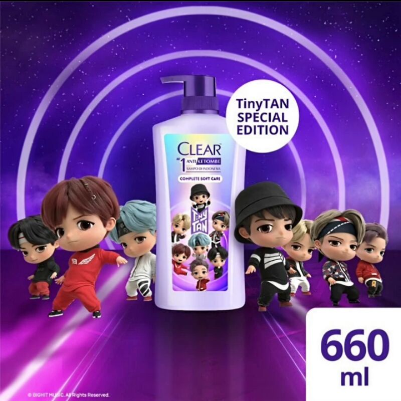 CLEAR Tiny Tan BTS Shampoo Shampo Complete Soft Care Anti Ketombe Special Edition 660 ml
