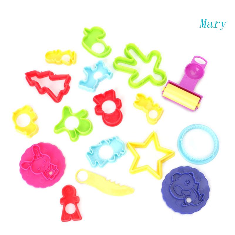 Mary 18pcs Kartun Slime &amp; Dempul Mainan Cetakan Plastisin Membentuk Alat Balita Pesta Nikmat Slime Mainan Clay Modelling Tools P