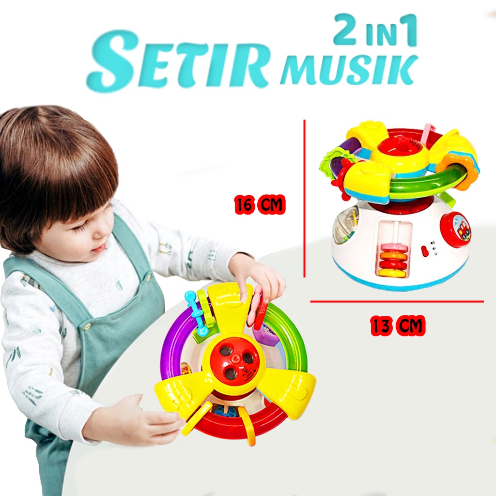 Mainan Bayi Setir Musik 2in1/ Mainan Proyektor Gambar/Mainan kerincingan Bayi Premium/ Mainan setir-setiran