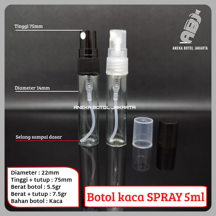 Botol kaca spray 5ml / Botol parfum spray 5ml / Botol spray 5ml kaca