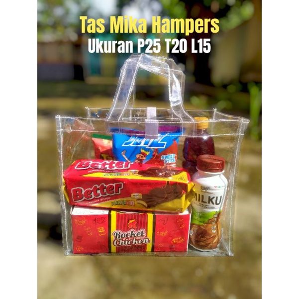( 25x20x15 )Tas Mika Transparan / Tas Mika Size Besar / Tas Mika / Tas Hampers / Tas Kotak Bekal