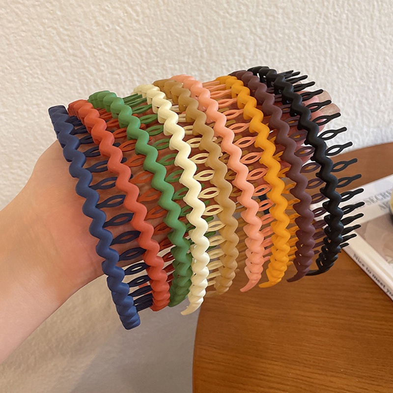 Morandi Color Hair Hoop Perempuan All-Match Tekan Rambut Kepala Gesper Ikat Kepala Gadis Frosted Gerigi Aksesoris Rambut