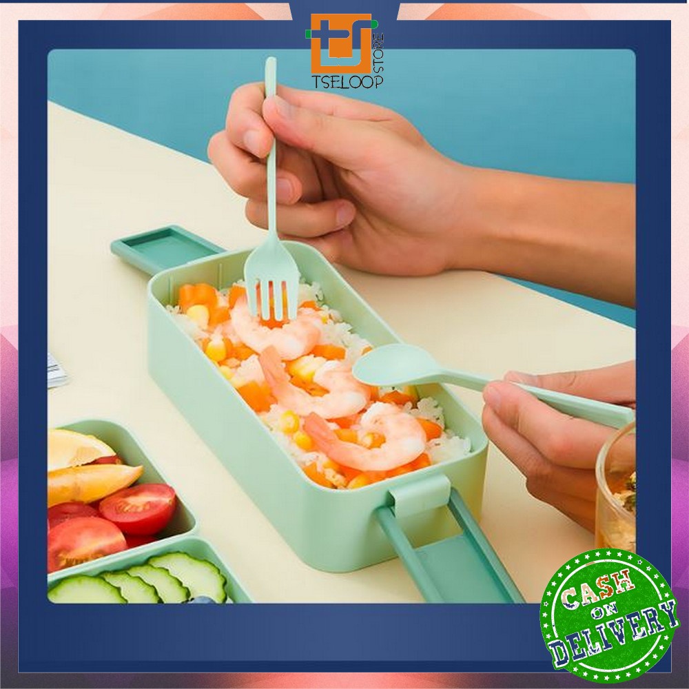 OFM-C779 Kotak Makan 2 Tingkat Portable 1050ML Ada Sauce Cup / Lunch Box 2 Layer / Rantang Makanan Set Anti Tumpah