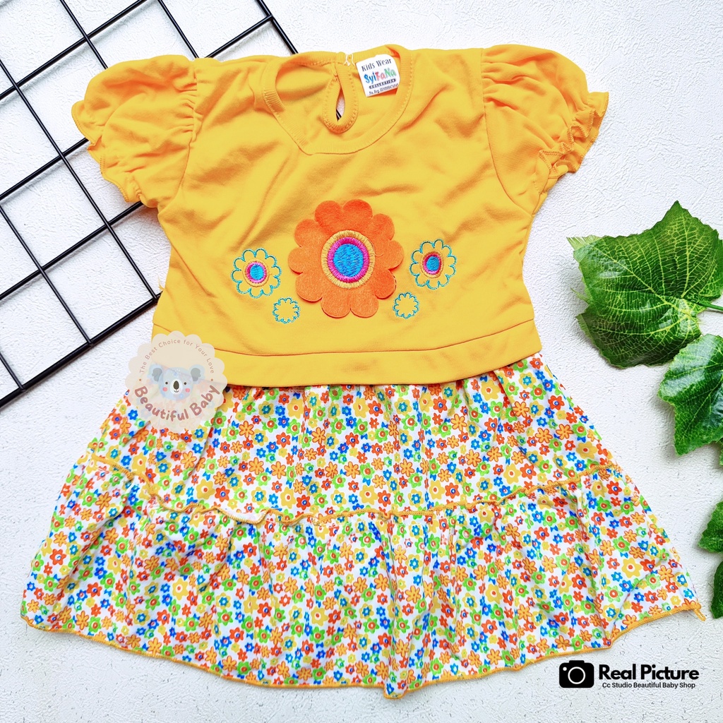 Baby.ou - Dress Bayi Perempuan Motif Bunga Matahari / Rok Baju Bayi Perempuan  Merk Rifky / Baju Bayi Perempuan