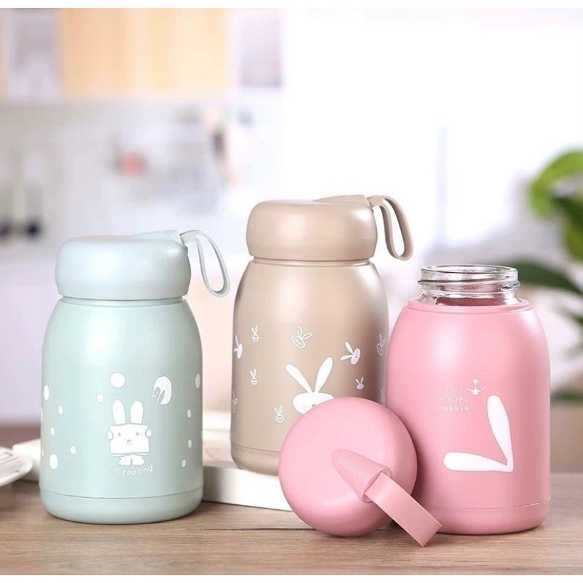 Botol Minum Kaca Bening Cocok Untuk Anak-Anak / Botol Minum Anak Karakter Lucu / Botol Minum Motif K