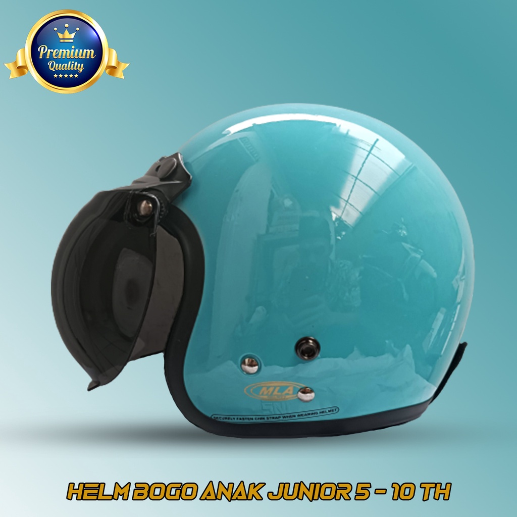 Helm Bogo Retro Anak Junior Warna Jz- Green slem Usia 5-10 Tahun Helm SNI Free Kaca Packing Free Kardus COD