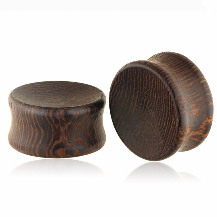 Piercing Earring Plugs Tunnel Dark Brown Wood 6Mm - 22Mm 058