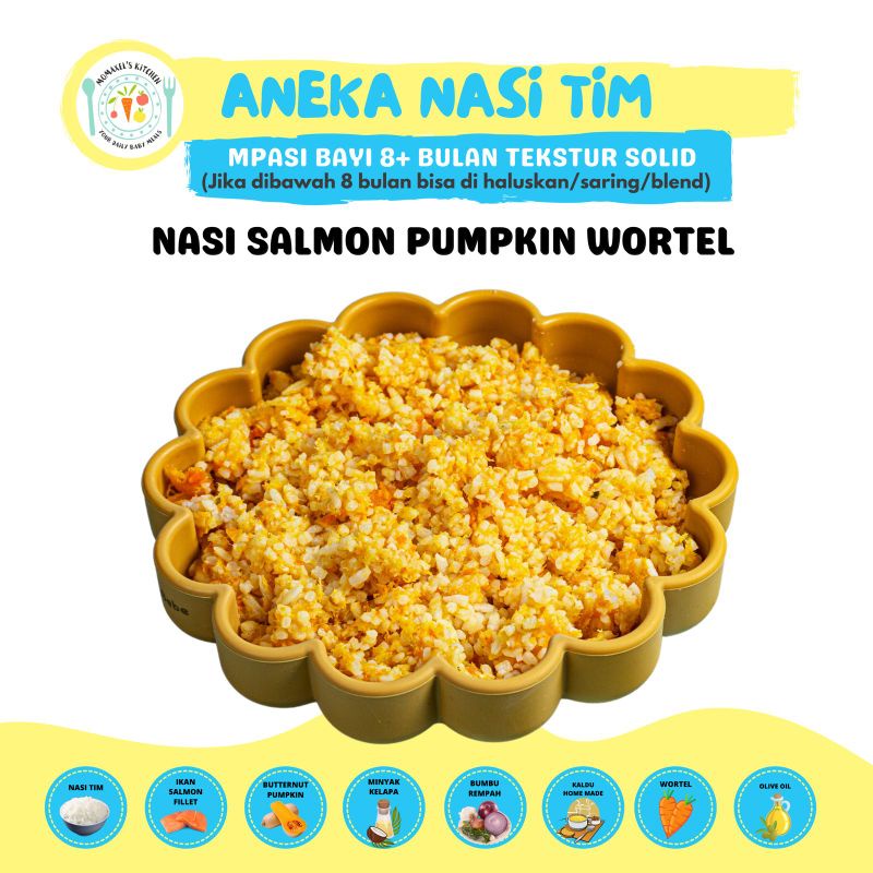 

NASI SALMON PUMPKIN WORTEL (CATERING MAKANAN BAYI MPASI BEKU/PENAMBAH BB ANAK)