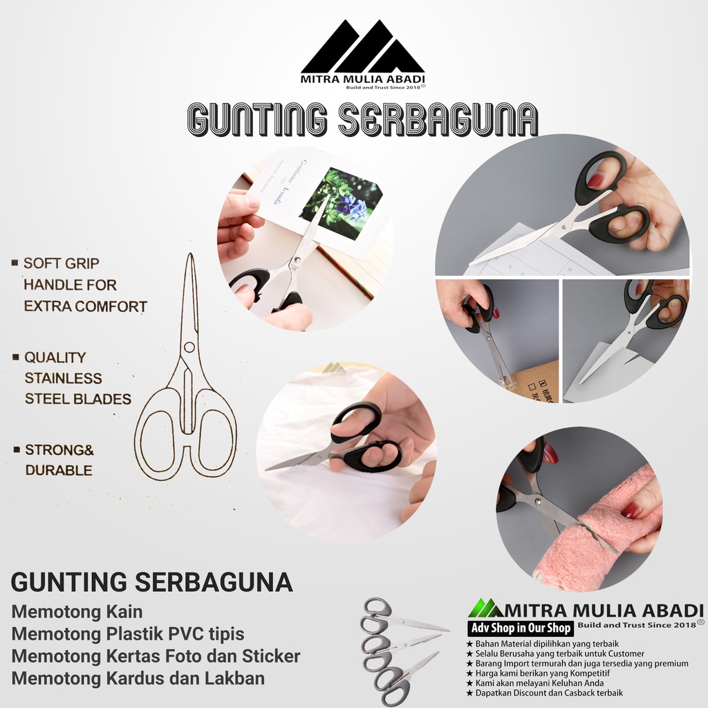 Gunting Serbaguna Gunting Kertas Plastik Stainless Steel