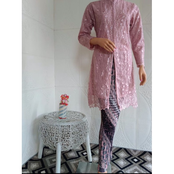 Setelan kebaya Tunik Sage gren//kebaya Tunik modern//kebaya tulle pesta//kebaya ibu besan//kebaya seragaman pesta