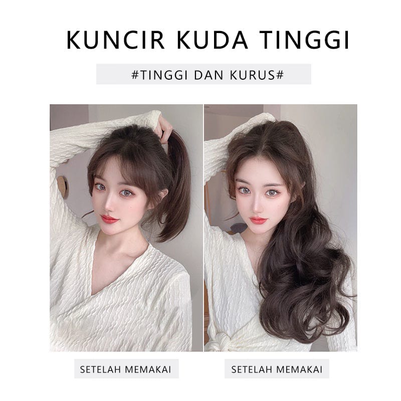 35CM Rambut Palsu Ponytail Hair clip Wig ponytail ponitail kuncir Model Gelombang  Curly Ekor Kuda F924