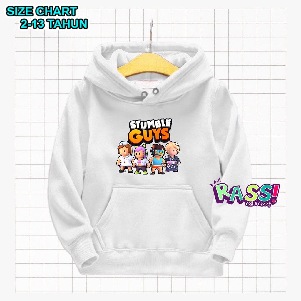 CM Jumper Hoodie Anak STUMBLE GUYS GIRS Basic free sticker dan gantungan kunci umur 2 -13 tahun wani