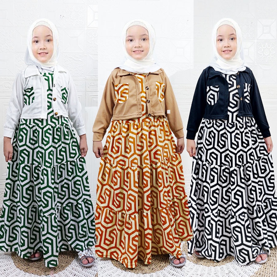 GAMIS RUFFLE PANJANG ANAK ROMPI MOANA ZARASET ADA KANTONG 2-13tahun GL FASHION