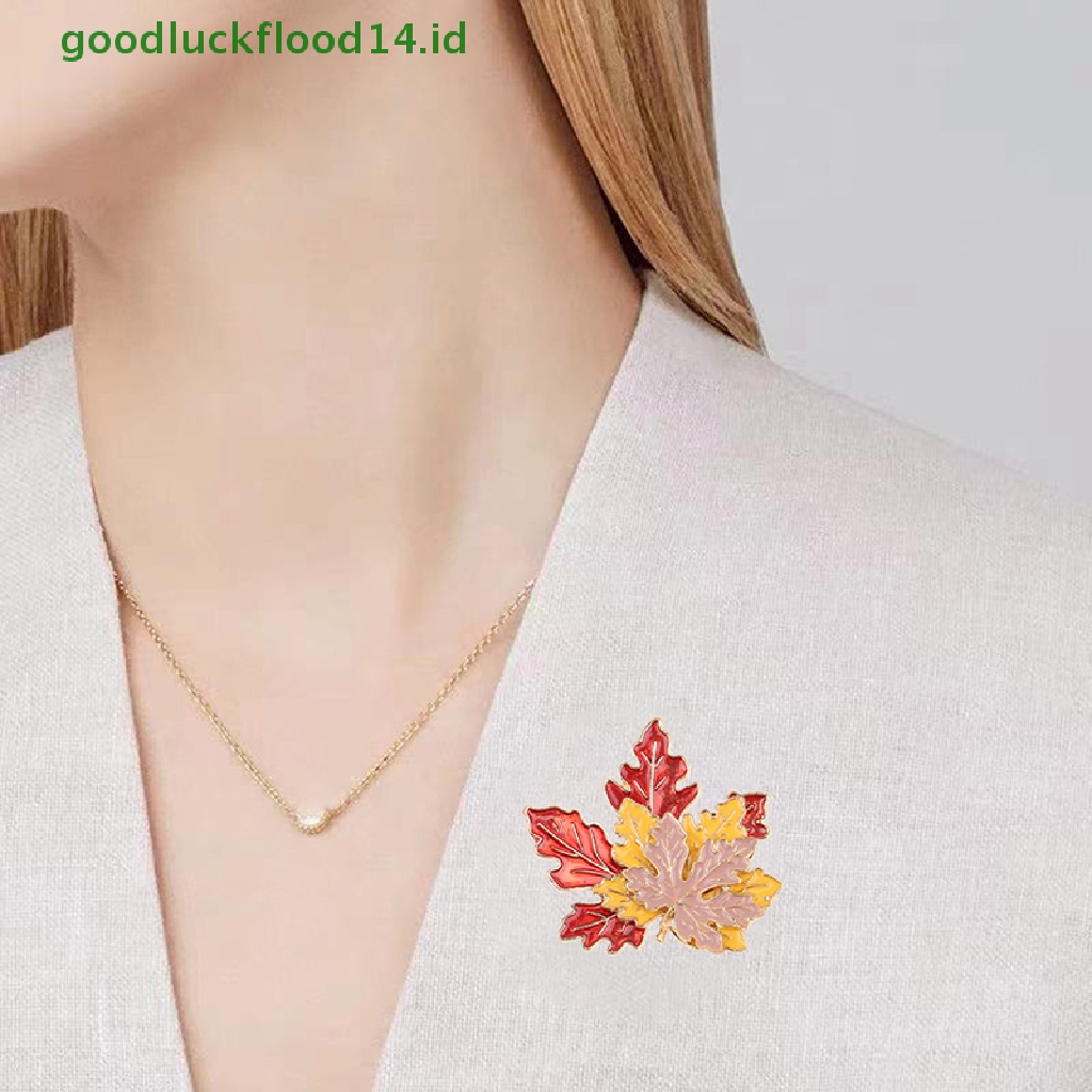 [GOOGFOUR] Vintage Bros Maple Daun Bros Untuk Wanita Alloy Enamel Lapel Brooch Pin Sweater Mantel Aksesoris Pakaian Perhiasan Hadiah [TOP]