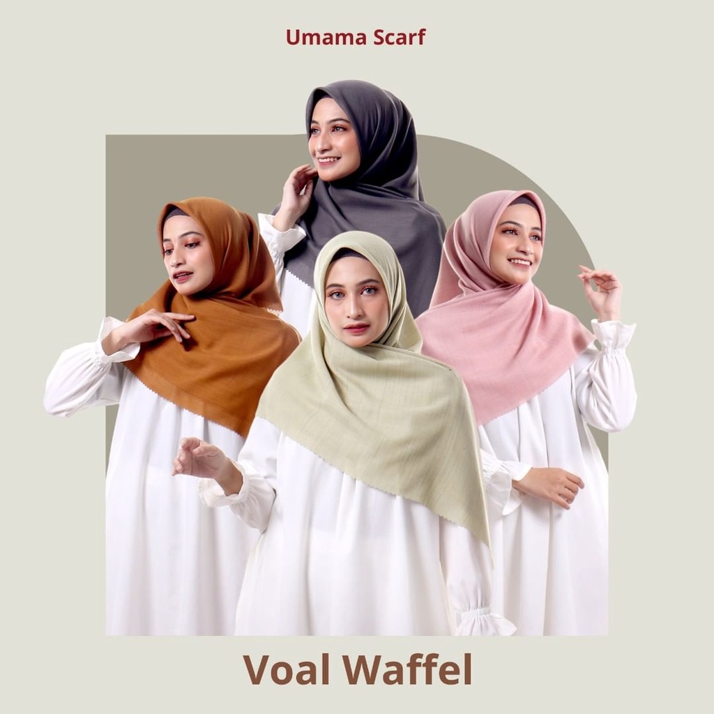 Kerudung hijab segi empat polos - Umama Scarf Voal Waffle LC Metal Logo (Seri 1)