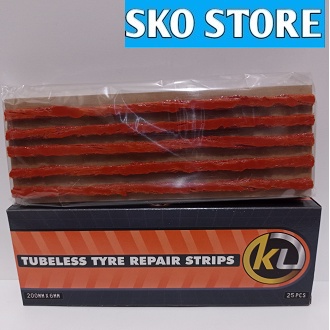 1 Lembar KLO Strips Refill Karet ban tubles/karet tambal ban tubles/cacing ban tubles  panjang 20 cm