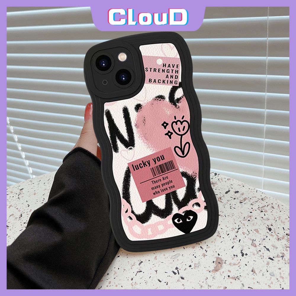 Casing Love Heart Wavy Edge Case VIVO Y17 Y22 Y20 Y12 Y02 Y16 V25 Y35 Y15s Y22s Y15A Y21s Y75 Y33s Y21 V20 V21 Y15 Y91 Y30 V25E Y12s Y50 Y02s Y91C Y12i Y11 Comme des Garcons Soft Cover