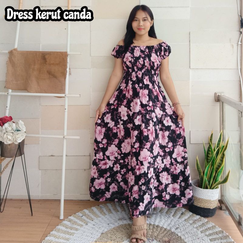 Dress kerut Canda Lengan