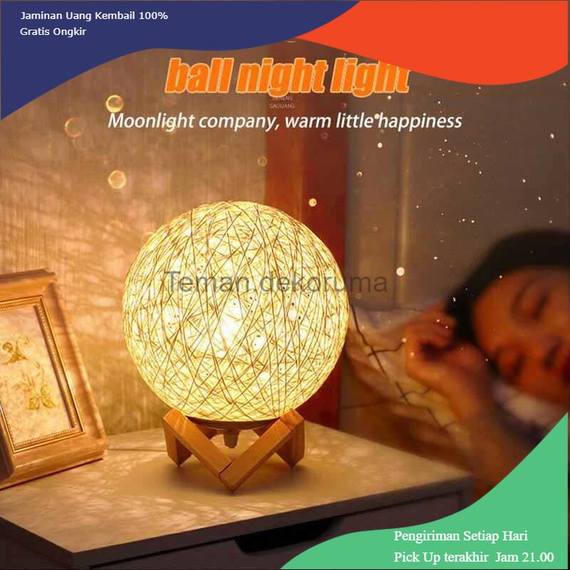 TD - LMP Ahomeone Lampu Tidur Bola 3D Night Light Warm White Rechargeable 20cm - OU13