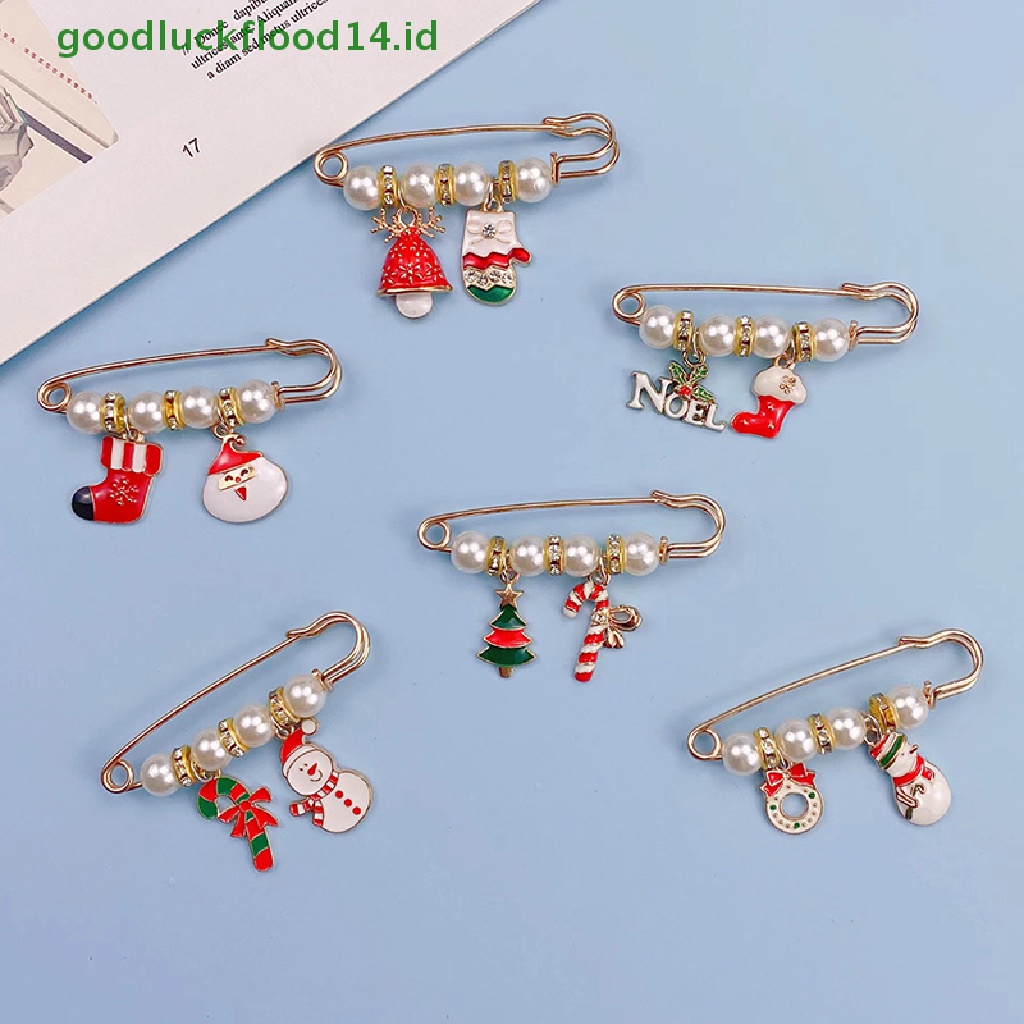 [GOOGFOUR] Merry Christmas Bros Xmas Tree Santa Claus Sarung Tangan Kaus Kaki Snowman Rusa Snowflake Rantai Rumbai Pin Besar Perhiasan Pesta [TOP]