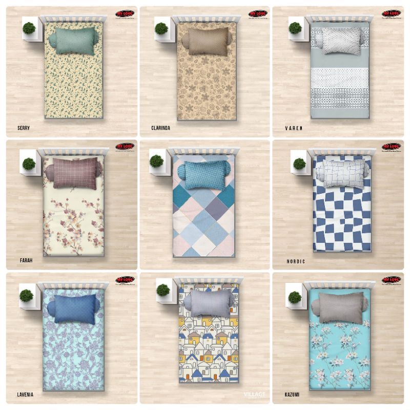 Sprei My Love Ukuran 120 x 200 New Motif / Seprai Single 120x200 My Love T30