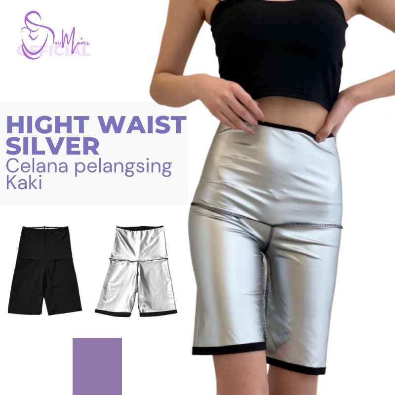 Legging Leging Lajing Clana Olahraga Cewek Sepaha Pembakar Peluntur Penghilang Susut Lemak Pelangsing Perut Buncit Paha Tubuh Pakaian Celana Olahraga Sport Senam Aerobic Fitness Fitnes Gym Jumbo Lejing Laging Lengging Pendek Sepaha Full Silver Premium