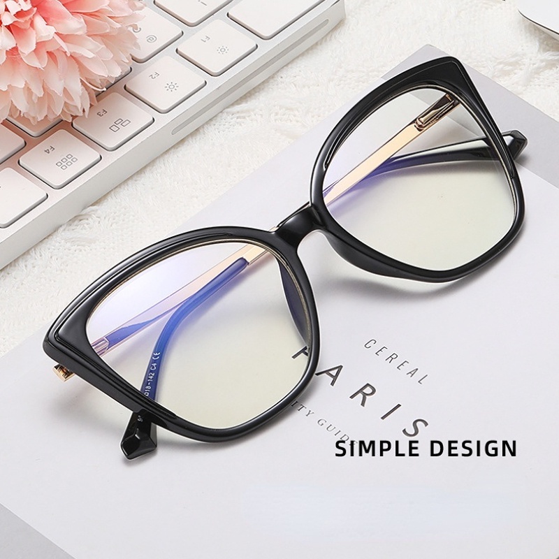 (YUZHU) Kacamata Anti Cahaya Biru Untuk Wanita Mode Barat Gaya Retro Cat Eye Anti Radiasi Eyeglasses Untuk Wanita