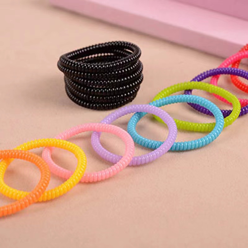 ⭐️𝐈𝐇𝐒 𝟐𝟎𝟔 𝐋𝐚𝐦𝐩𝐮𝐧𝐠⭐️Ikat Rambut Korea Style Tali Telepon Spiral Black Thin Phone Line Hair Ring Rubber Band