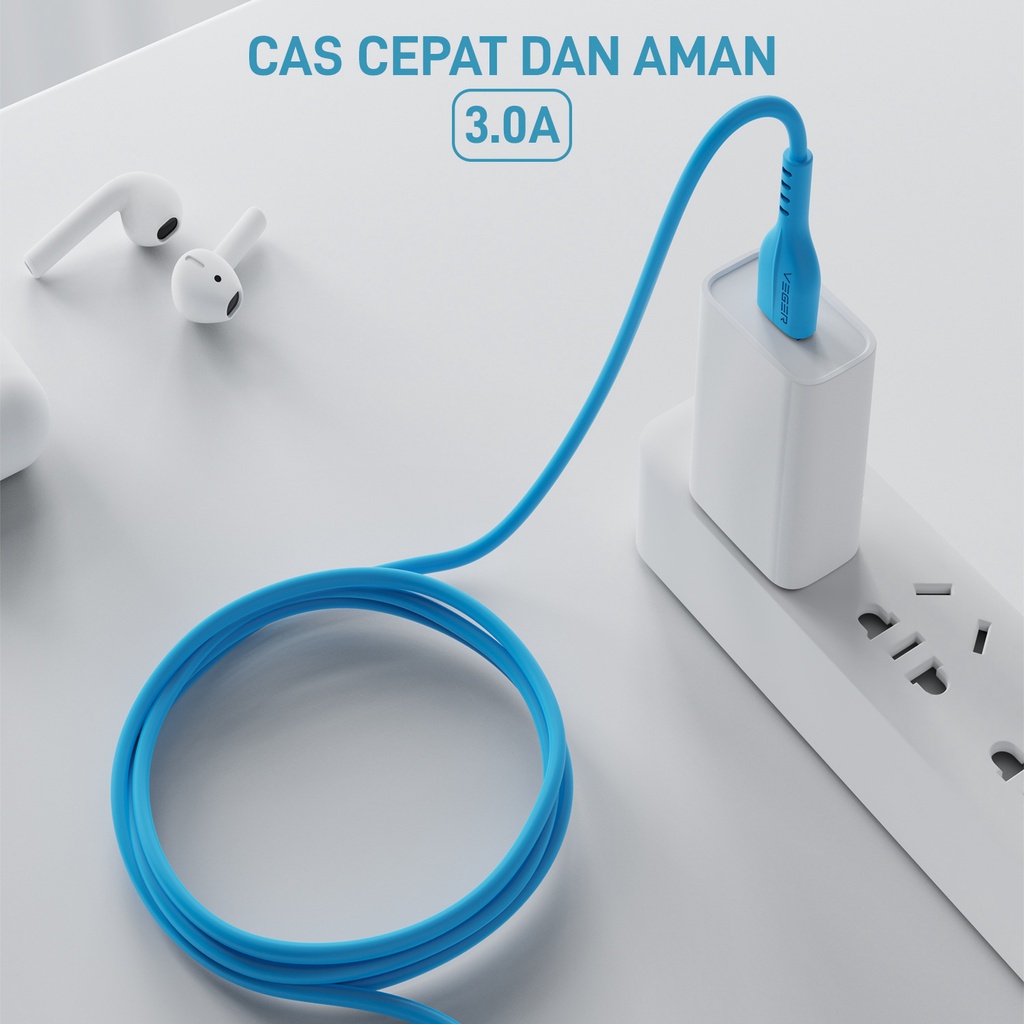 VEGER Kabel Data Type C V108 USB QC3.0 Quick Charge Fast Charging