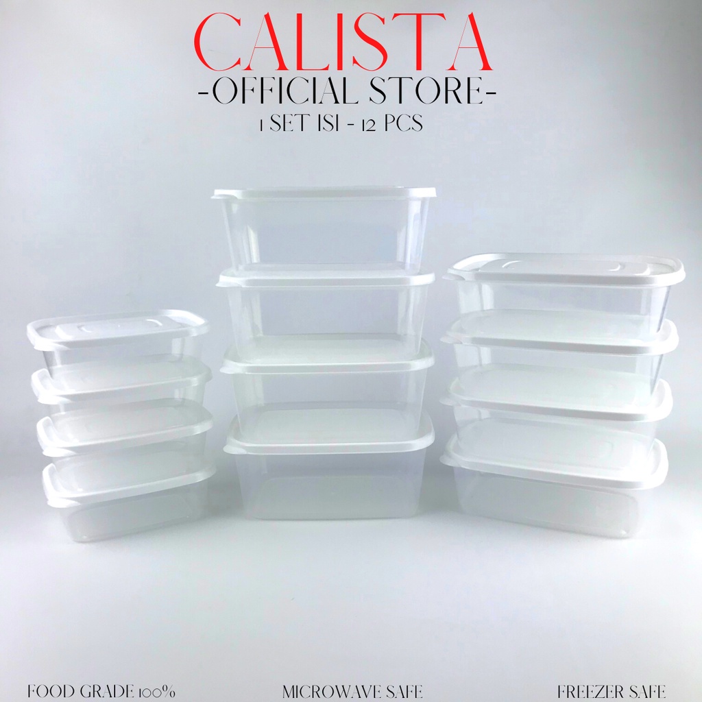 TOPLES PLASTIK BENING SET CALISTA FURANO PUTIH TRANSPARANT SET ISI 12PCS TEMPAT WADAH PENYIMPANAN MAKANAN FOOD KONTAINER PREP PREPARATION KULKAS SET