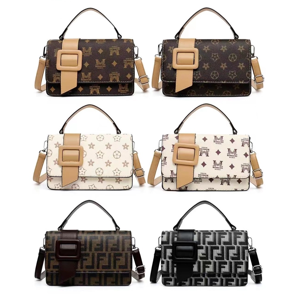 BJ14679 - CROWN/FF/FLOWER GRAY/COFFEE/WHITE - TAS SLEMPANG SALE WANITA FASHION KOREA CHINA IMPORT MODIS ELEGAN TERMURAH TERLARIS TERBARU BAGSTORE JAKARTA TAS BATAM EL4679 LT2141