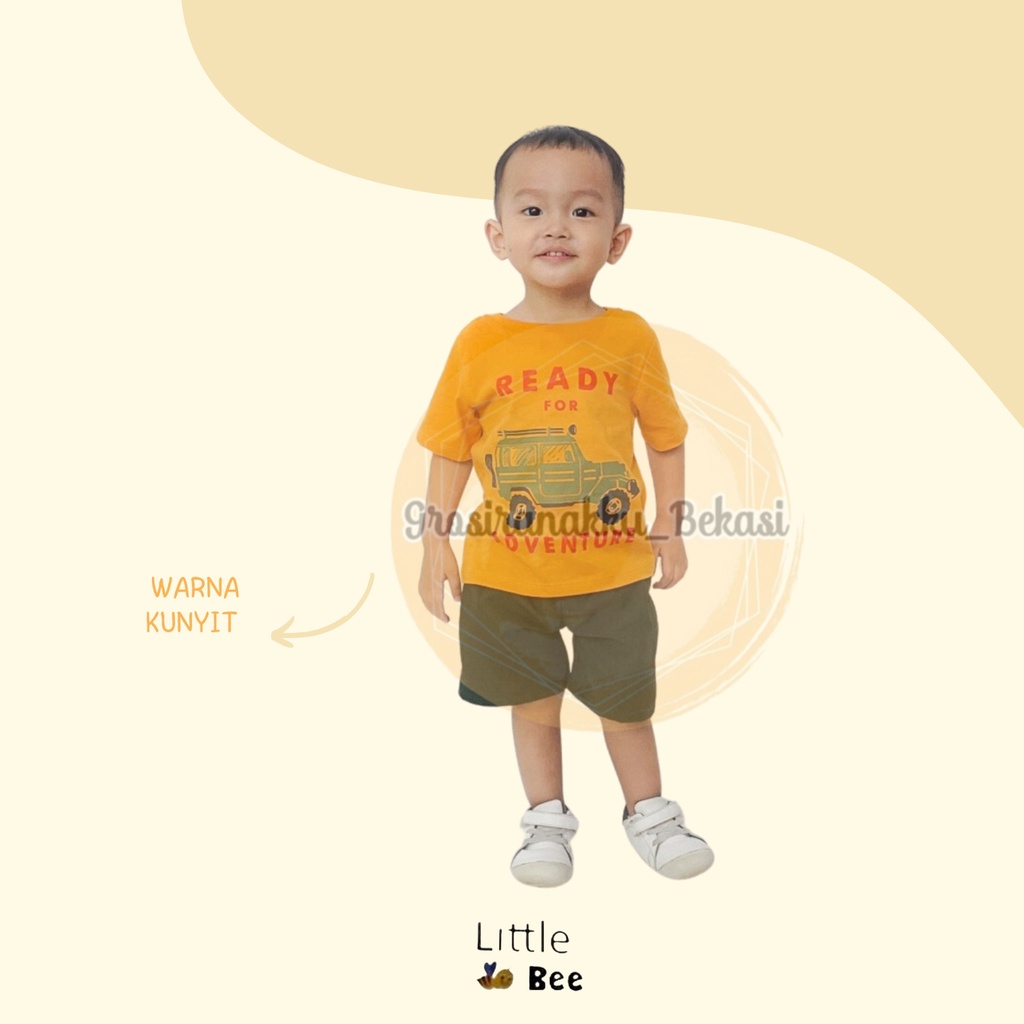 Setelan Anak Cowok Oman LittleBee Warna Kunyit Size 1-5 tahun