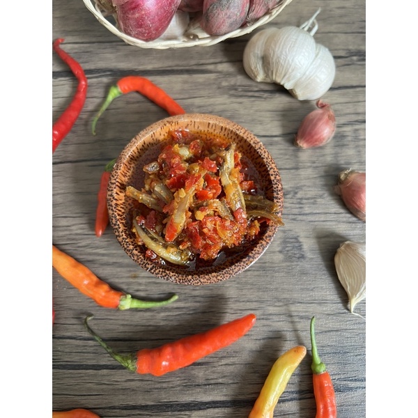 

sambal teri jengki / sambal usus ayam pedas / sambal teri