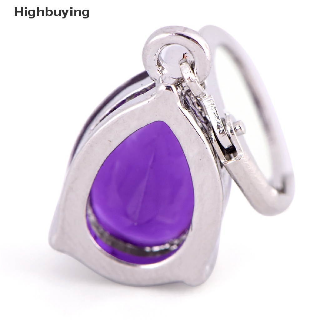 Hbid Wanita Perak Berlapis Amethyst Safir Perhiasan Droop Stud Hoop Earrings Hadiah Glory