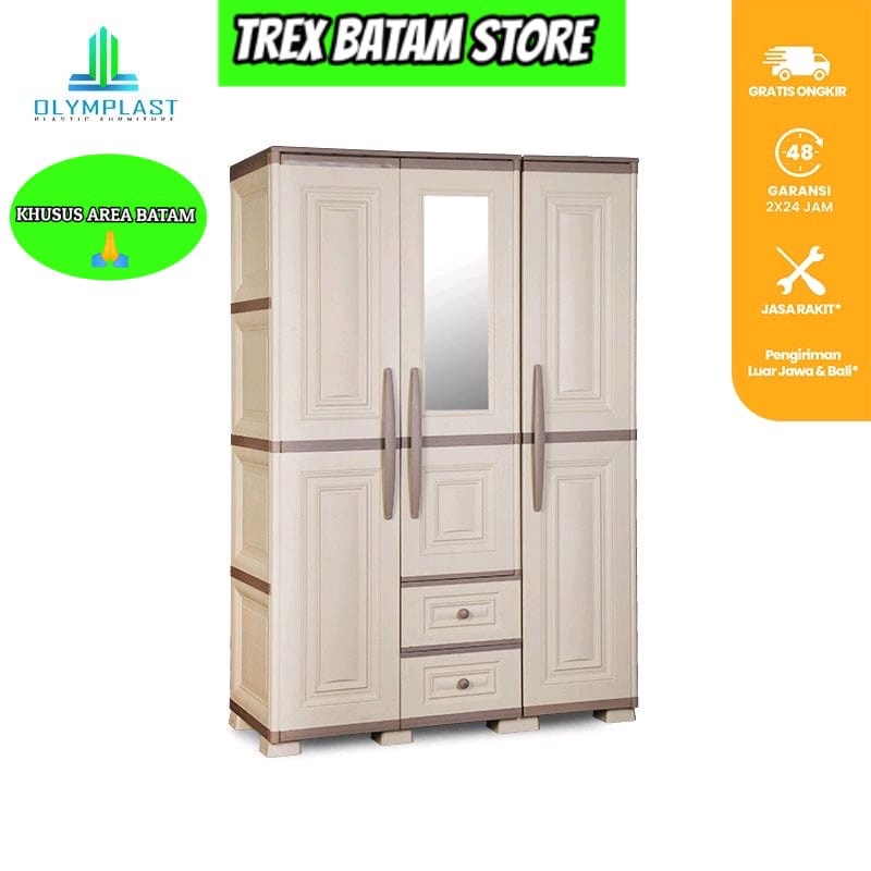 OLYMPLAST OTC MODERN 3P LEMARI PLASTIK LEMARI PAKAIAN 3 PINTU (BATAM)