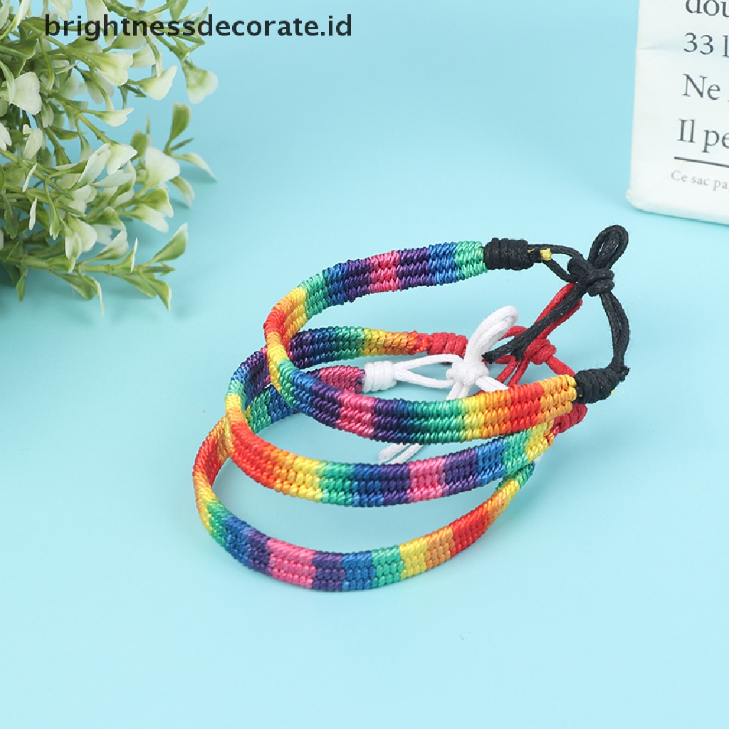 [Birth] Charm LGBT Gelang Tali Hujan Untuk Pasangan Pride Gay Wanita Pria Handmade Anyaman [ID]