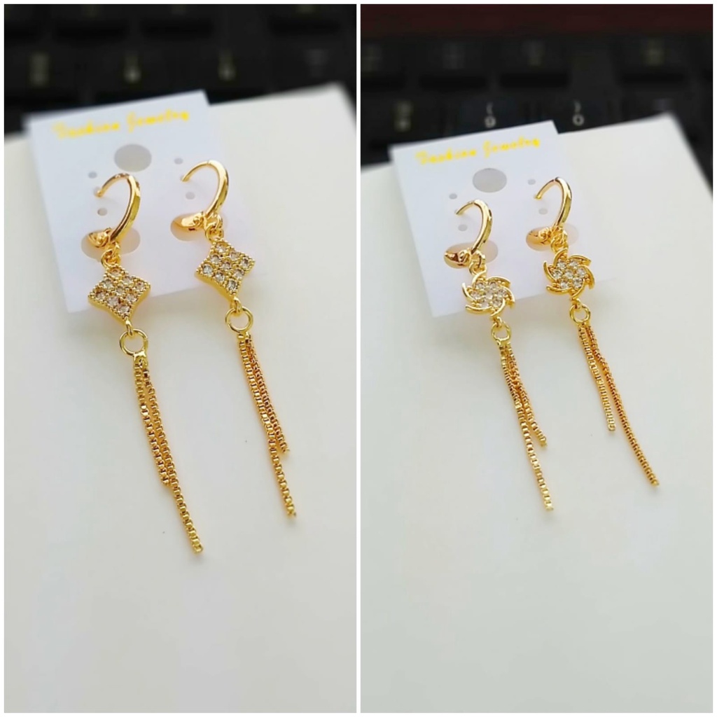 AV56 Grosir Anting Dewasa Anting Juntai Permata