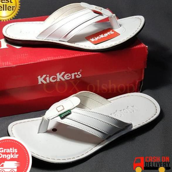 "BEL.30Ja23ᵀ" Sandal jepit kulit. Sandal pria. Sandal jepit putih polos. Sandal warna putih. Sandal 