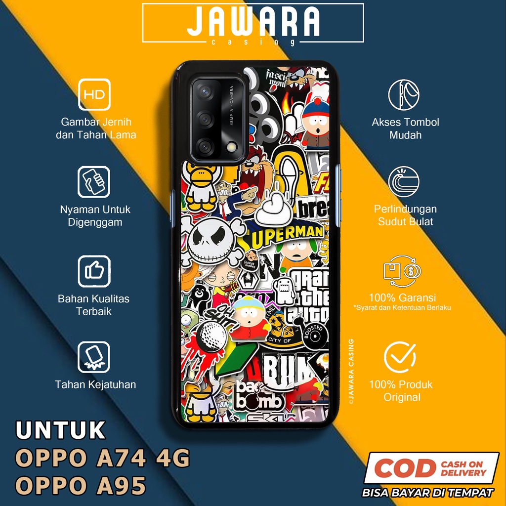 Case Oppo A74 4G A95 Casing Oppo A74 4G A95 Jawara Casing [GRFY] Case Glossy Case Aesthetic Custom C
