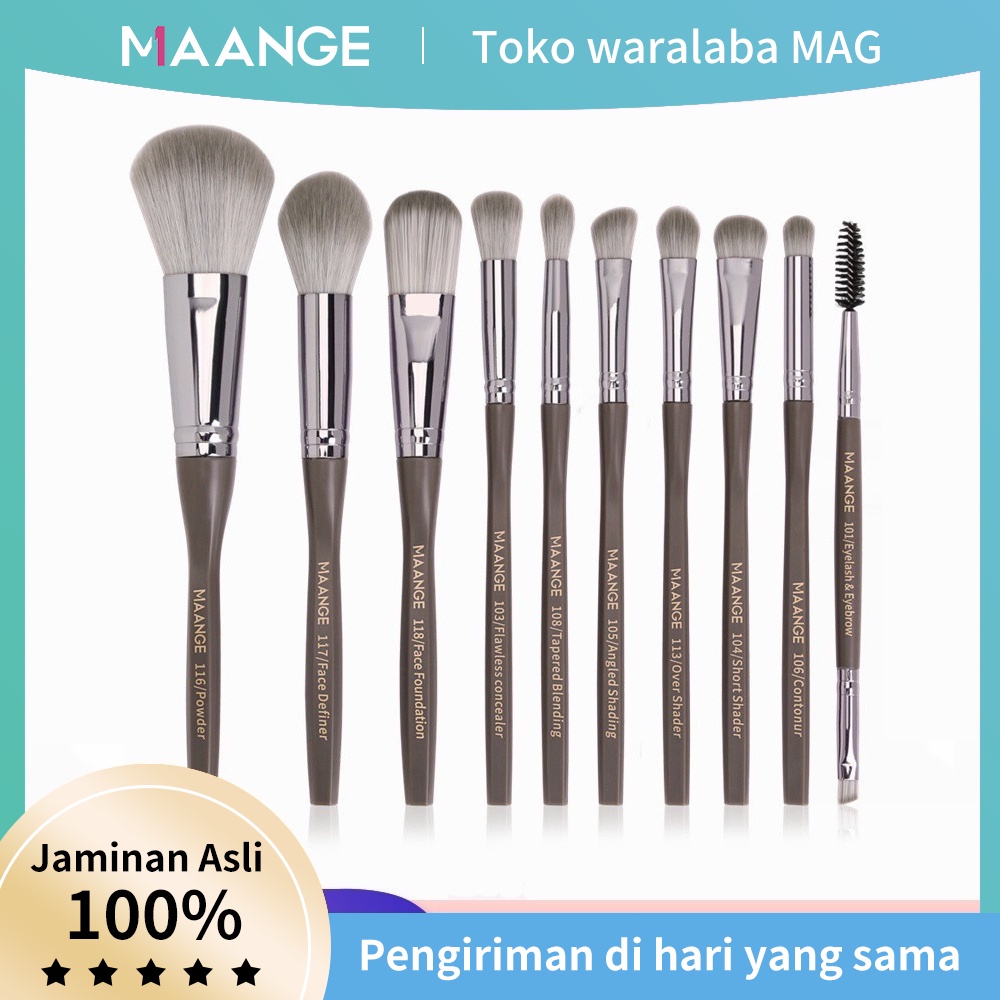 MAANGE5867 Brush Kit 10Pcs Make up Brush Set Comfortable Nylon Bristles Wood Handle Kosmetik Aksesoris Powder Besar Eye