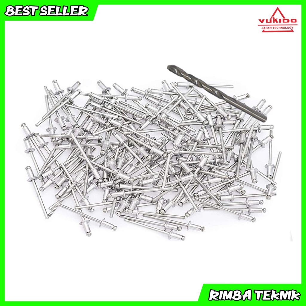 YUKIDO paku rivet tembak 529 isi 500 pcs free mata bor besi 4 mm x 8 mm