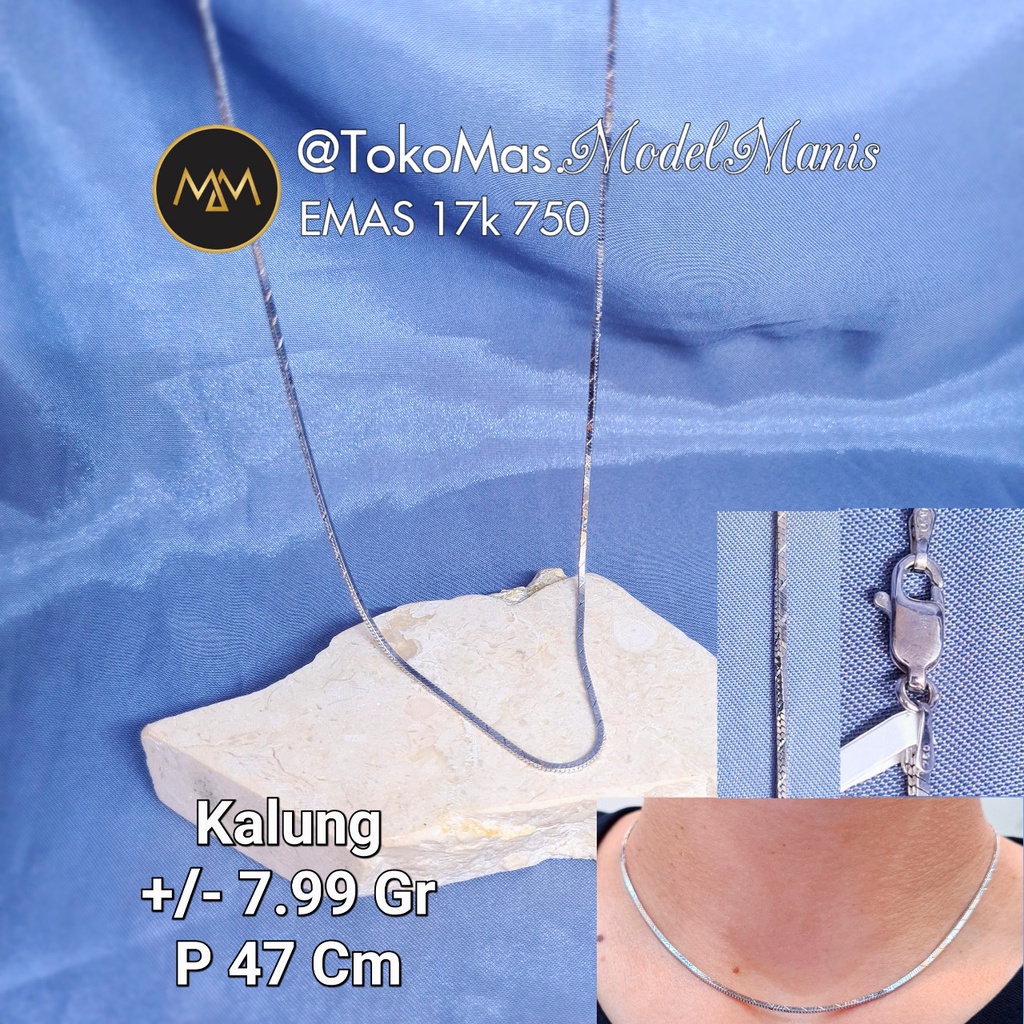 Kalung italy casandra motif emas putih 750 kadar 17k